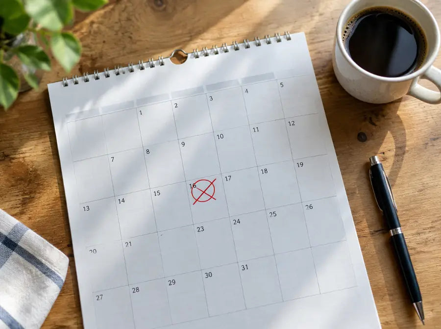 Calendario con un appuntamento cancellato