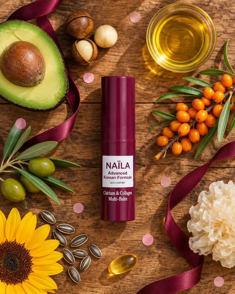 Lo stick NAÏLA tra avocado, macadamia, jojoba, olivello spinoso e olivo